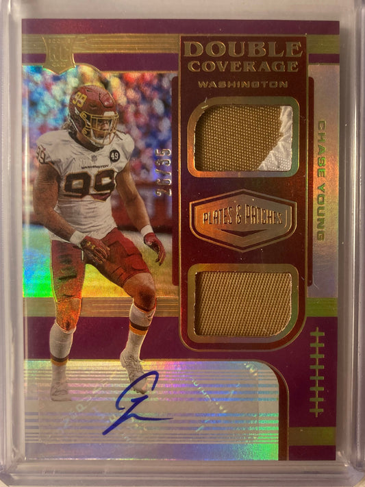 Chase Young 2 cl AUTO~PATCH~RC #/35 Double Coverage 2020 Rookie Autograph Jersey