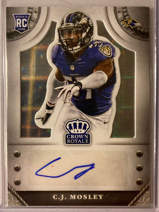 CJ Mosley AUTO~RC # 01/35 Crown Royale Silver Plaid 2014 Rookie Autograph SP C J