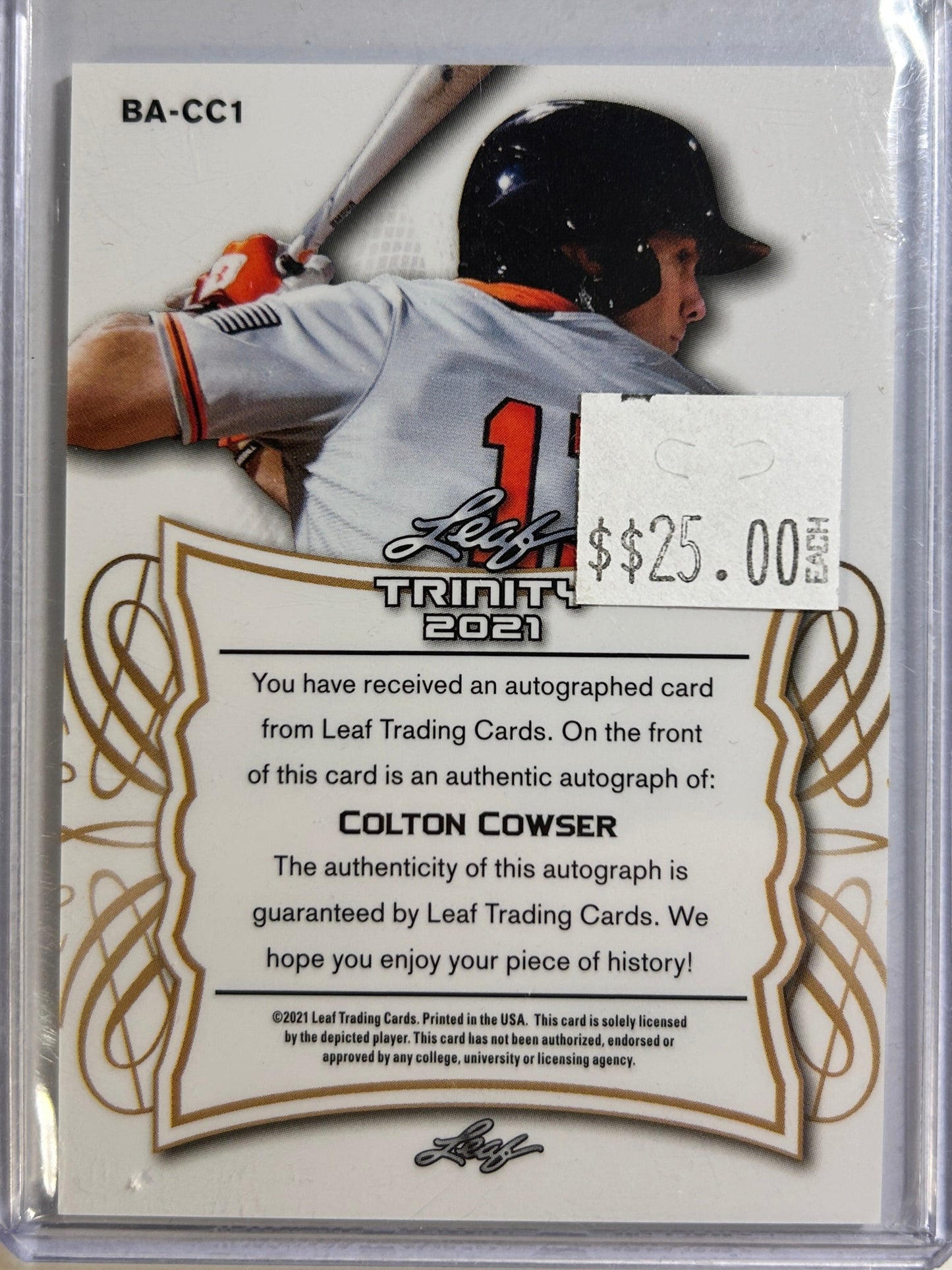 Colton Cowser AUTO~RC #/99 Leaf Trinity Platinum 2021 Rookie Autograph Orioles