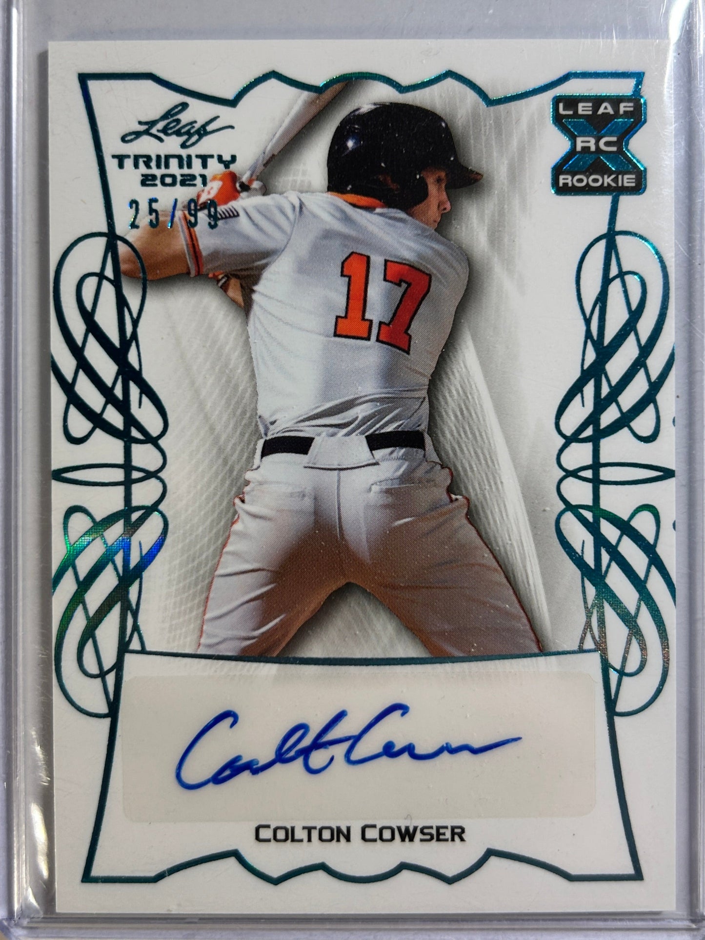 Colton Cowser AUTO~RC #/99 Leaf Trinity Platinum 2021 Rookie Autograph Orioles