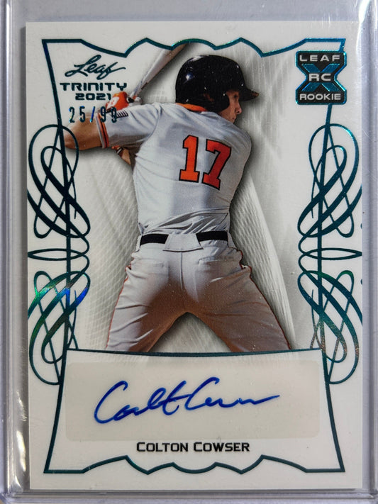 Colton Cowser AUTO~RC #/99 Leaf Trinity Platinum 2021 Rookie Autograph Orioles