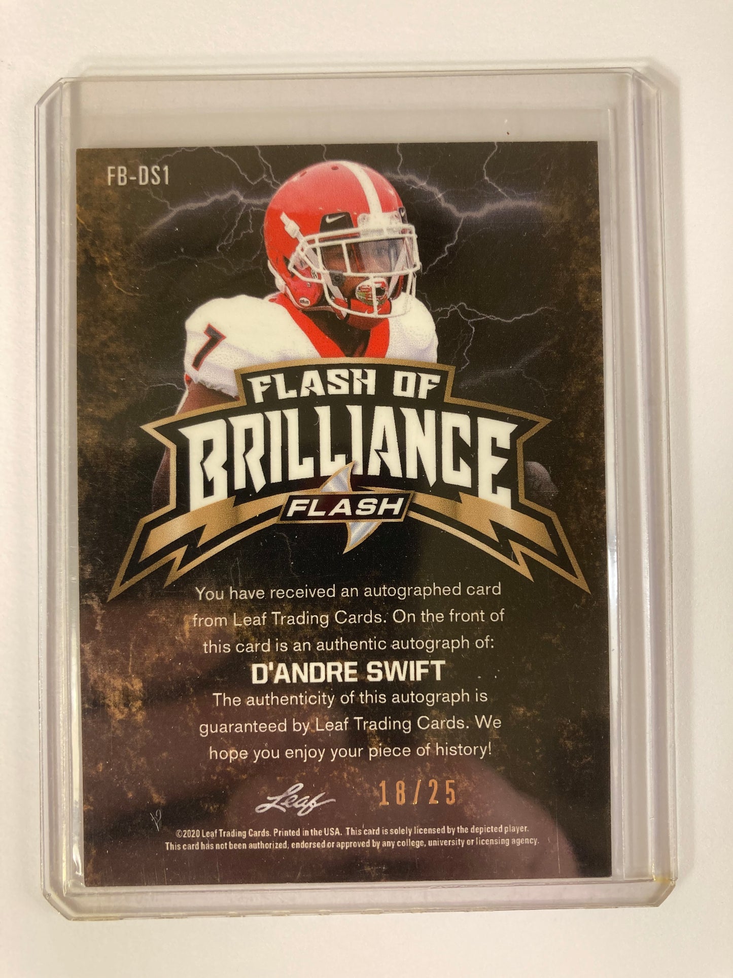 D'Andre Swift AUTO~RC #/25 Leaf Flash Brilliance Blue 2021 Rookie Autograph SP