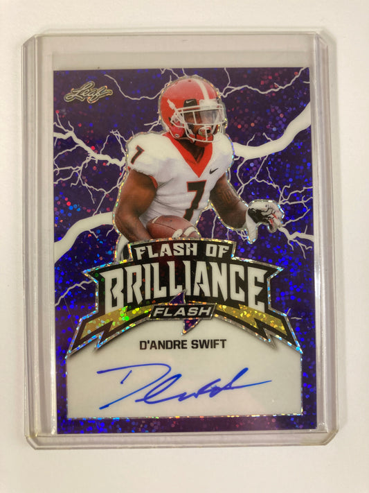 D'Andre Swift AUTO~RC #/25 Leaf Flash Brilliance Blue 2021 Rookie Autograph SP