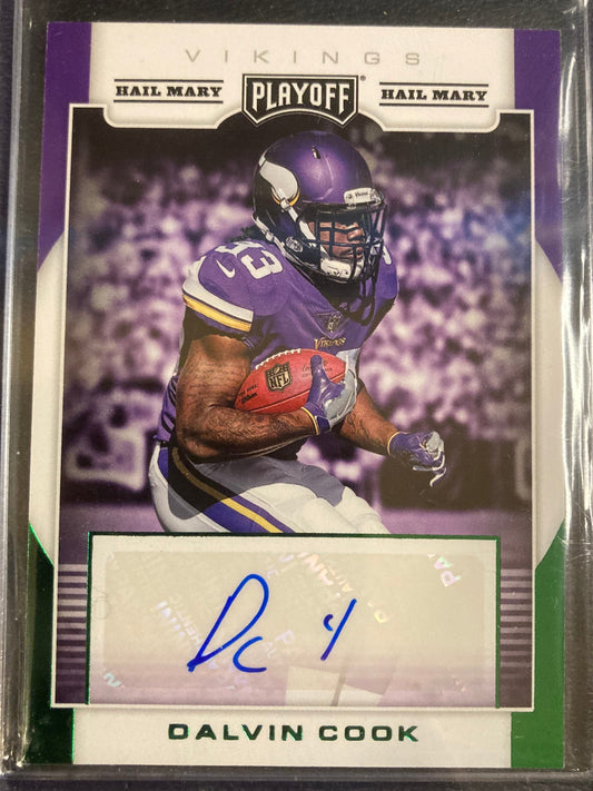 Dalvin Cook AUTO~RC Playoff Hail Mary Green 2017 Panini Rookie Autograph SP MIN