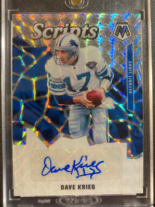 Dave Krieg AUTO Panini Mosaic Scripts 2020 Prizm Autograph SP Detroit Lions S12