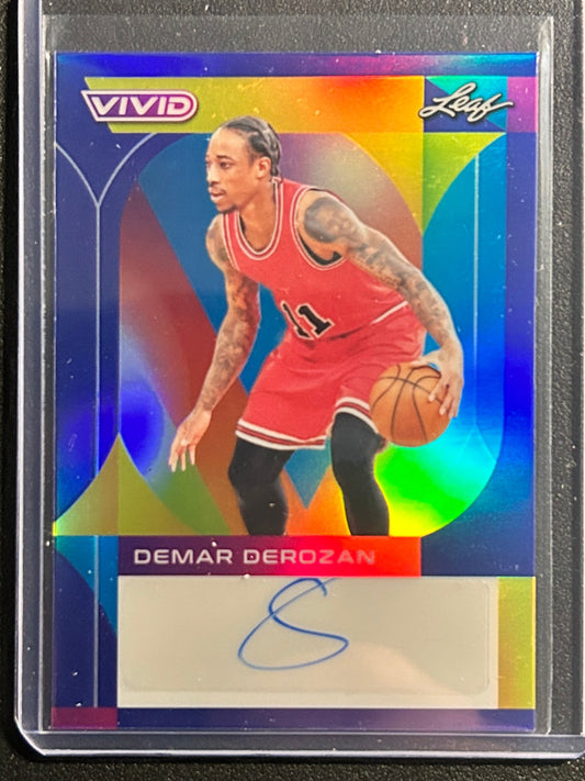 Demar Derozan AUTO #/30 Leaf Vivid Blue Refractor 2023-24 Certified Autograph SP
