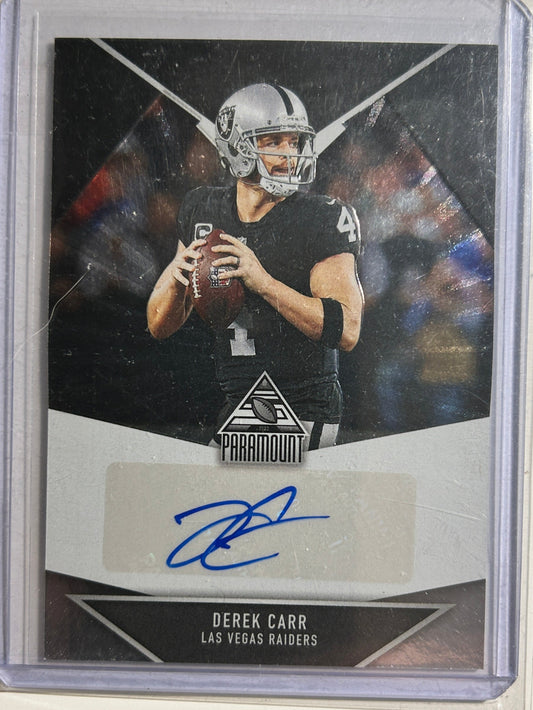 Derek Carr AUTO Panini Paramount 2022 Chronicles Photogenic Autograph SP Saints