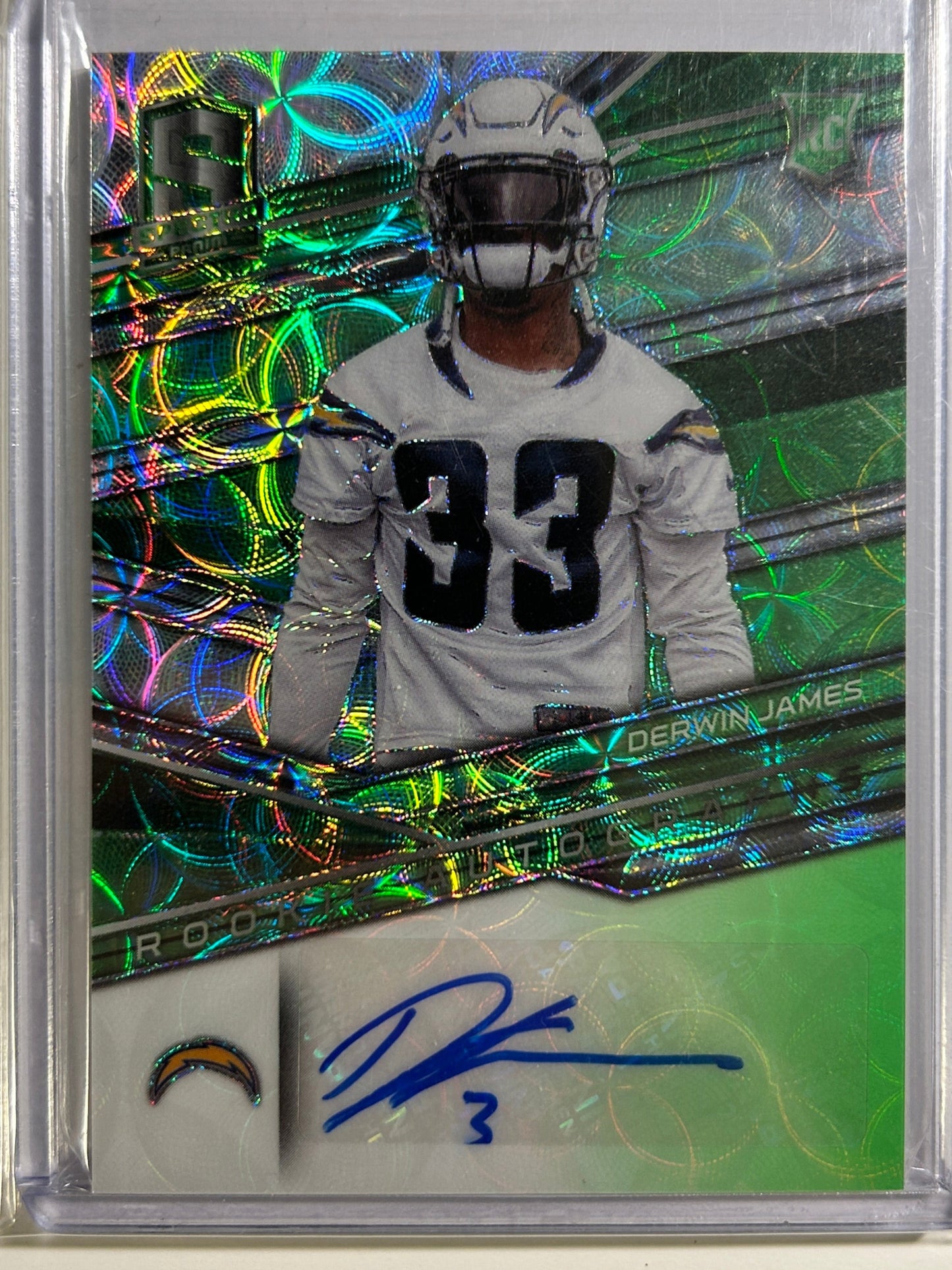 Derwin James AUTO~RC #/99 Spectra Green Scope 2018 Panini Prizm Rookie Autograph