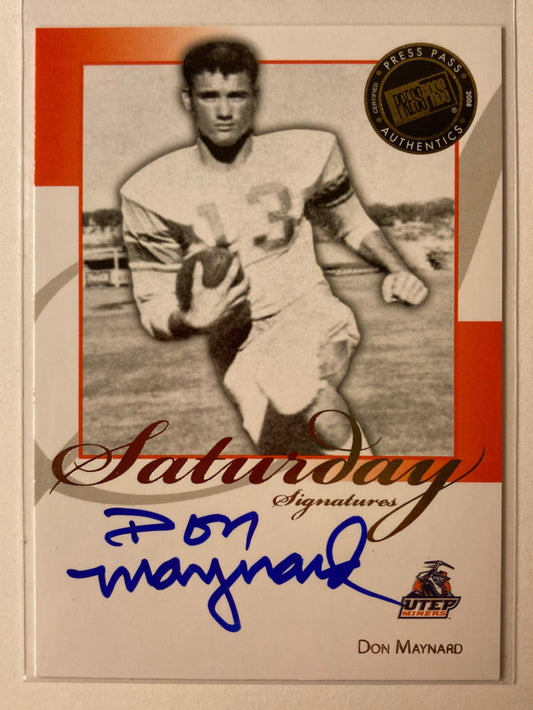 Don Maynard AUTO Press Pass Legend Saturday Signature 2008 Autograph SP Jets HOF