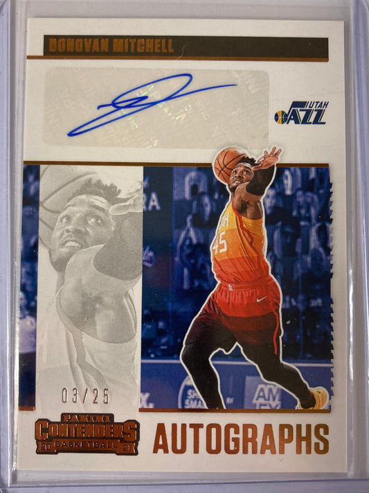 Donovan Mitchell AUTO #/25 Panini Contenders 2020-21 Certified Autograph SP Cavs