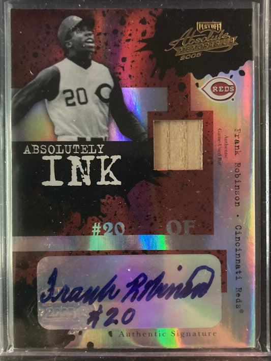 Frank Robinson AUTO~BAT #/10 Absolute Ink Spectrum Gold 2005 Autograph Patch HOF