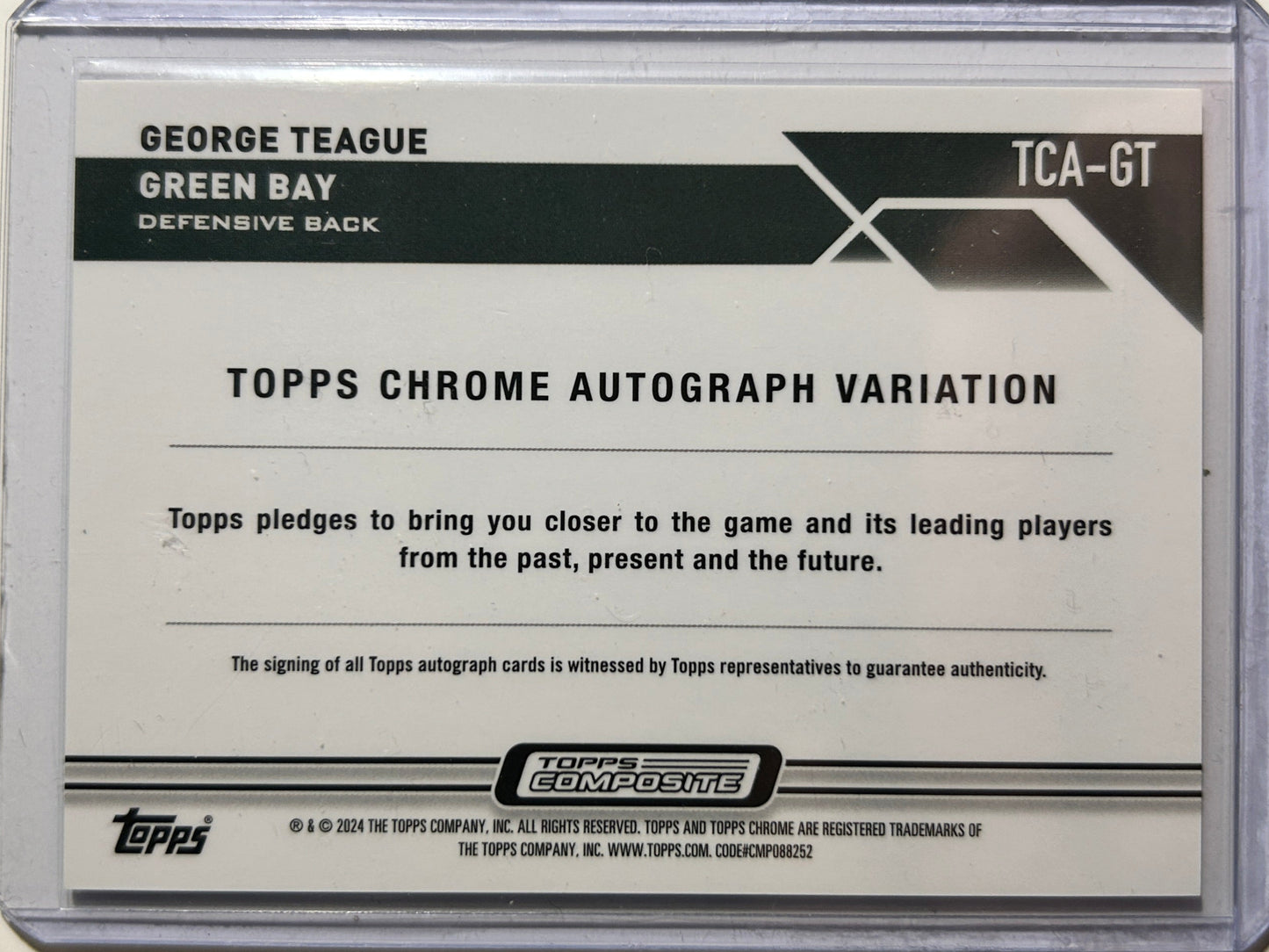 George Teague AUTO #/175 Topps Chrome Purple Refractor 2024 Autograph Composite