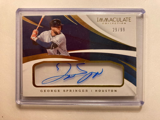 George Springer AUTO #/99 Immaculate Collection 2018 Autograph SP Blue Jays TOR