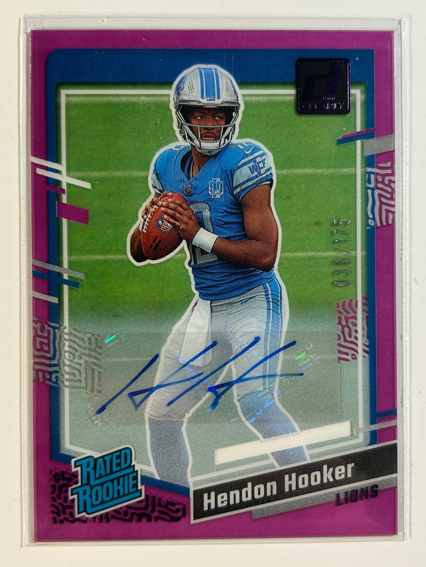 Hendon Hooker AUTO~RC #/175 Rated Rookie Purple 2023 Donruss Autograph SP Lions