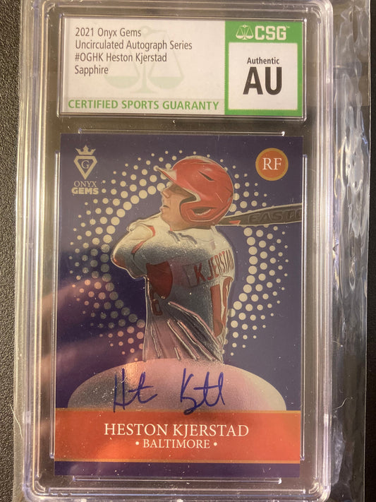 Heston Kjerstad AUTO~RC /100 Onyx Gems Sapphire 2021 Rookie Autograph SP Orioles