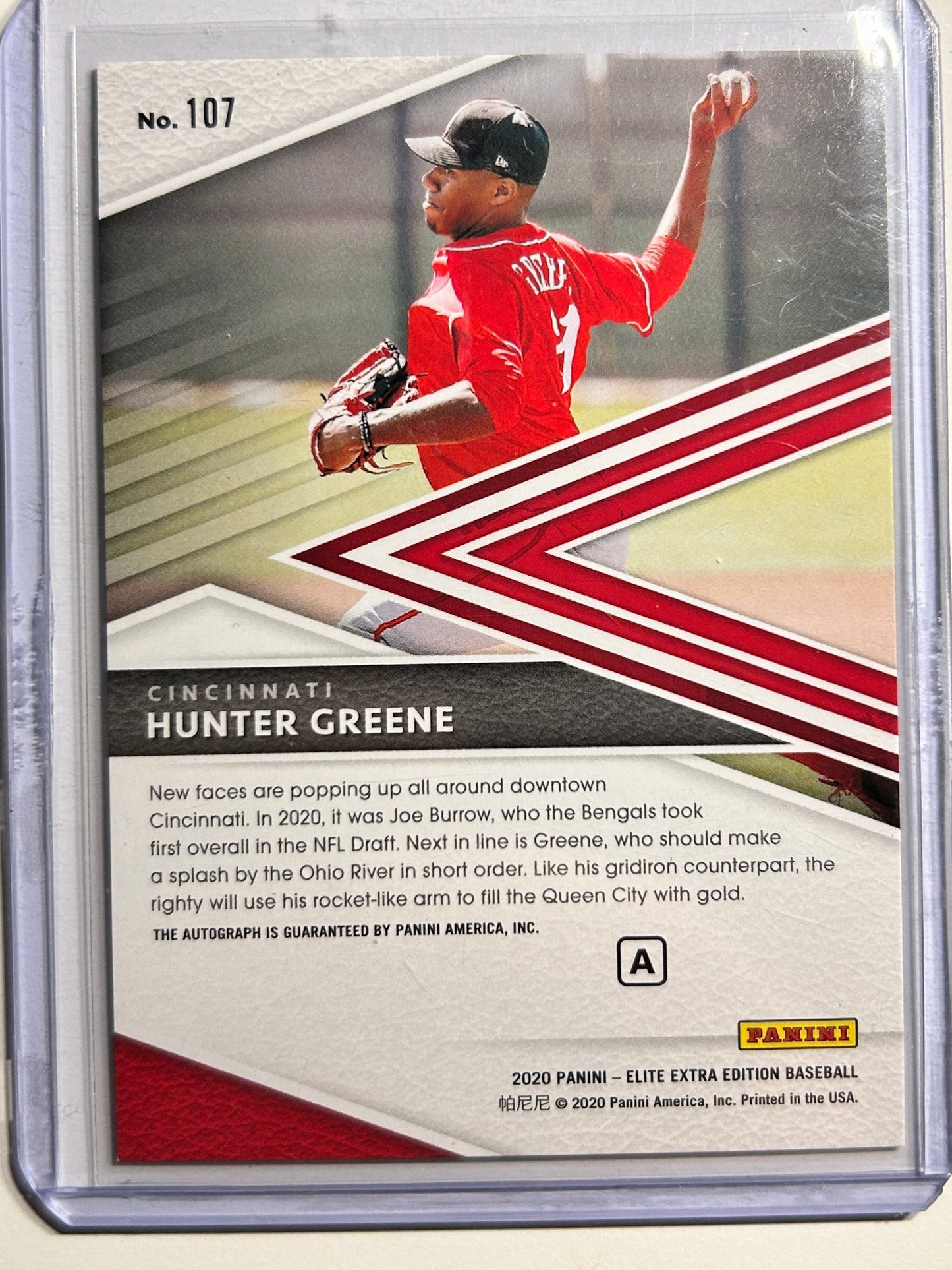 Hunter Greene AUTO~RC #/10 Panini Prizm Gold Refractor 2020 Rookie Autograph SP