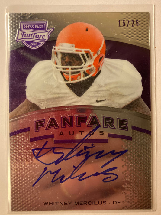 Whitney Mercilus AUTO~RC #/25 Fanfare Purple 2012 Press Pass Rookie Autograph SP