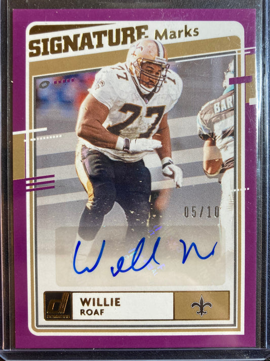 Willie Roaf AUTO #/10 Donruss Signature Marks Purple 2020 Autograph SP Saint HOF
